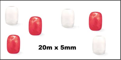 6x Cadeaulint rood en wit 20 meter x 5 mm - Eitje - kado lint verjaardag kerst sinterklaas feest
