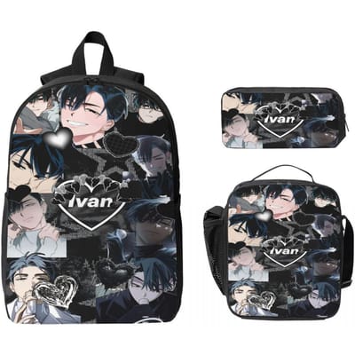 3-delige Ivan Alien Stage Anime Thema Rugzak Set voor Jongen Meisje Pennen Etuis Boekentassen Sets met Lunchbox Voor School Leerlingen Rugzak gray