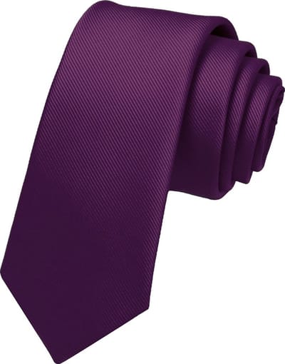 Fako Fashion - Fijne Stropdas - Gestreept - Ribstructuur - 100% Zijde - Effen - 6cm - 145cm - Donkerpaars