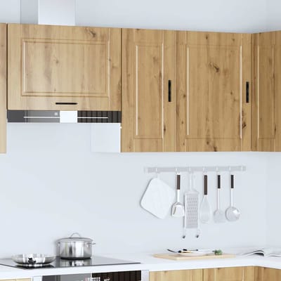 vidaXL - Keukenbovenkast - Porto - bewerkt - hout - artisanaal - eikenkleur
