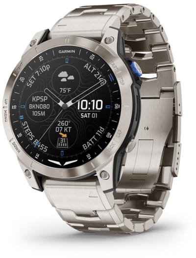 Garmin - 010-02582-51 - D2™ Mach 1 - Smartwatch met geventileerde titanium band en extra zwarte siliconen band