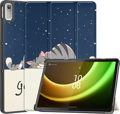 Hoesje Geschikt voor Lenovo Tab P11 (2e / 2nd Generatie) - Dun & Stevig - Trifold Bookcase - Hard Cover - Hardcover Book Case - Tablet Hoes - Kat