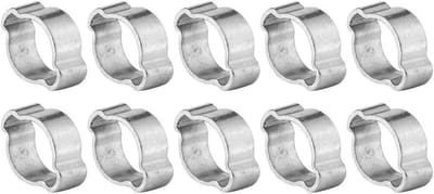 Slangklemmen Set - Roestvrij Staal - Slangen Bevestigen - Twee Oor Ontwerp - 10 Stuks 17-20 mm - Zilver