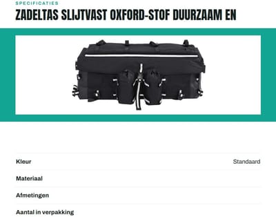 Dailygoods- Zadeltas Slijtvast - 2 Afneembare Opbergzakken - 2 Waterfleshouders - Oxford-stof - 68 x 27 x 21 cm - Duurzaam - ATV Tas