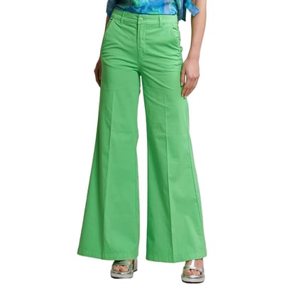 River Woods Green Basic Long Stretch Pants Size: 34 | Wide-Leg & Flared Pants Outlet | Dames | Groen