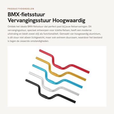 Dailygoods- BMX-Fietsstuur Aluminium - Vervangingsstuur - 25,4 mm x 520 mm - Lichtgewicht - Zwart - Modieuze Oppervlaktebehandeling