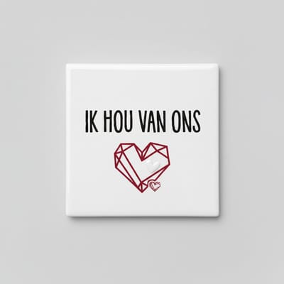 Ik Hou Van Ons Keramische Tegel – Minimalistisch Hart Liefde Quote – Romantische Woondecoratie Cadeau – 15 × 15 cm