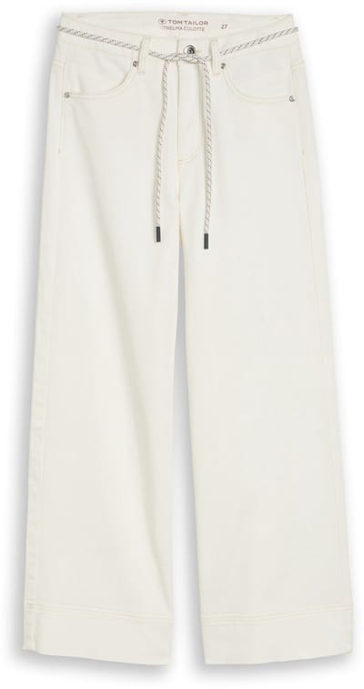 Tom Tailor - TTNELMA CULOTTE-jeans met strikceintuur - Maat 31/28 - White Denim