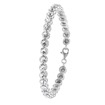 Lucardi Dames Armband met kristal - Echt Zilver - Armband - Cadeau - 20 cm - Zïlverkleurig - Zilverkleurig