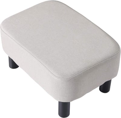 Voetenbank Rechthoek - Poef Ottomaan - Voeten Rusten - Stabiele Houten Poten - 42 cm - Lichtgrijs