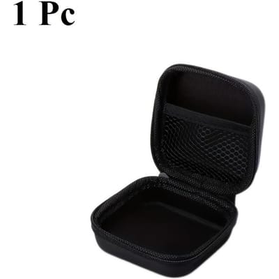 Luxe Kleine Opbergtas met Rits Mini Reis Oortelefoon Schokbestendige Case Effen Kleur Headset Beschermhoes Datakabel Organizer Doos zwart