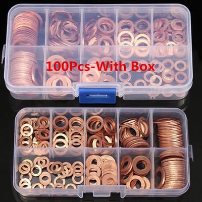 DW4Trading Assortimentsdoos Koperen Ringen 100 stuks - L13 x B6,5 x H2 cm