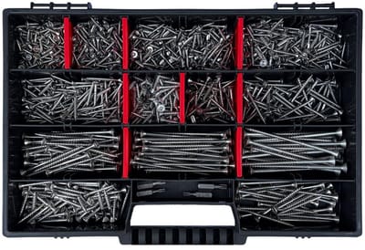 Schroevenset 1000 Delen - Houtschroeven/Spaanplaatschroeven - Inclusief 4 TX-bits - Assortimentskoffer - Professionele Kwaliteit - Corrosiebestendig Staal - Schroeven