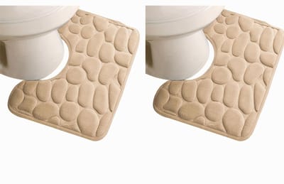 Badkamermat 50x40 cm – Antislip en waterdicht – Douchemat – Vloermat – Badkamermat – Kameel - 2 stuks