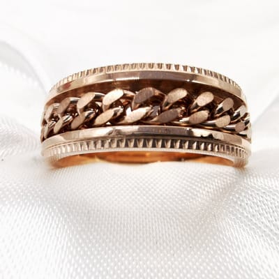 Ring – maat 21 - Rosékleurig - RVS – Anti stress - met schakel ketting in midden.