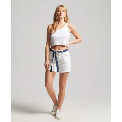Superdry Vintage Mid Rise Slim Korte Broek Wit 24 Vrouw