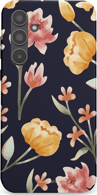 Casetastic Hoesje Geschikt voor Samsung A55 - Stijlvolle Beschermende Duo-layer Case - Bloemen Nacht