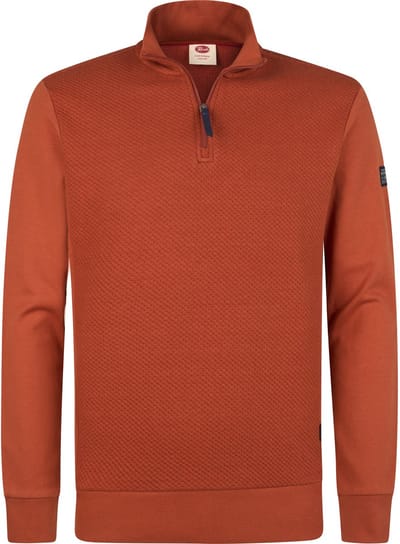 Petrol Industries - Heren Katoenen half-ziptrui forgecrest - Oranje - Maat XXXL