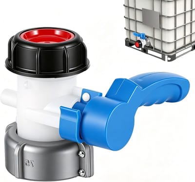 Accessoires voor IBC-tanks, DN50 75 mm uitloopkraan, corrosiebestendig en hittebestendig, vlinderventiel met flexibele aansluiting voor regenton en jerrycan, ideaal voor 1000 l watertankgebruik