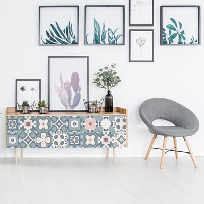 Meubeldecoratiestickers - Zelfklevende stickers voor keuken en woonkamer - 24 meubelstickers met cementtegelmotief - 24 stickers van 10x10 cm