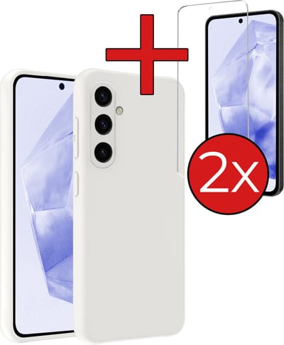 Hoesje - Met 2x Screenprotector - Geschikt voor Samsung Galaxy A35 - Sterk & Shockproof - Telefoon Hoes - Back Cover - Siliconen Case - Telefoonhoes - Wit