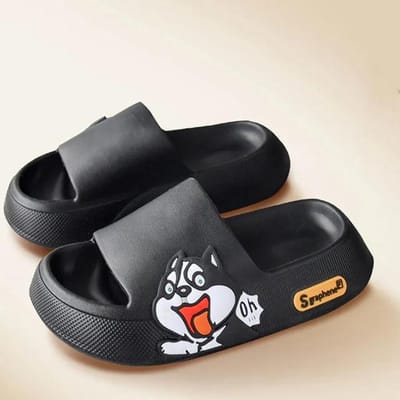 5 cm dikke zool dames slippers schattige prinses stickers badkamer strand binnen sandalen zomer nieuwe paar slides coole schoenen 36-37 zwart