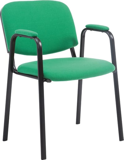 CLP Ken Pro - Stapelstoel - armleuningen - zwart - 150 kg - Stof/groen