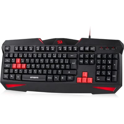Redragon K301 AZERTY FR membraangamingtoetsenbord, 12 multimediatoetsen, anti-conflict, verwisselbaar, rode achtergrondverlichting
