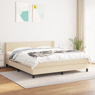vidaXL - Boxspring - met - matras - stof - crèmekleurig - 180x200 - cm