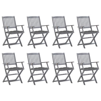 vidaXL - Inklapbare - stoelen - 8 - st - met - kussens - massief - acaciahout