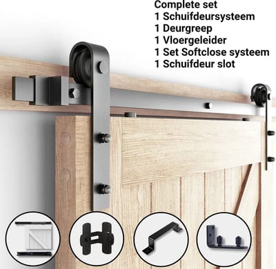 Barnwood Originals Combi2 - Schuifdeursystemen - Complete set inclusief Deurgreep - Softclose systeem - Deurgeleider - Schuifdeur Slot