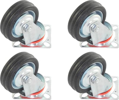 Set van 4 zwenkwielen transportwielen 75mm | zonder Rem | Draagvermogen 4x50kg | Bevestigingsplaat 72x60mm | Hoogte 95mm