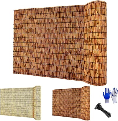 Rieten Schuttingrol - Bamboe Privacyscherm - Tuin Afscheiden - Natuurlijk Gecarboniseerd Riet - 1.8 x 1.5 Meter - Bruin