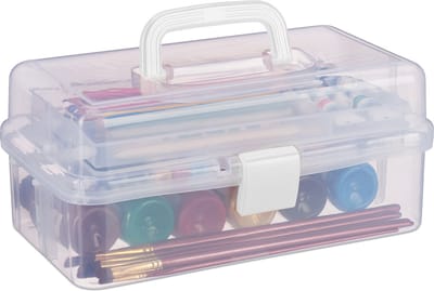 Opbergbox - 9 vakken - naaidoos - gereedschapskist - transparant-wit