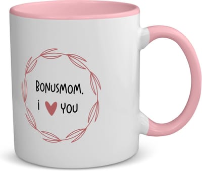 Akyol - bonusmom i love you koffiemok - theemok - roze - Mama - de liefste bonusmoeder - moeder cadeautjes - moederdag - verjaardagscadeau - verjaardag - cadeau - geschenk - kado - gift - moeder artikelen - 350 ML inhoud