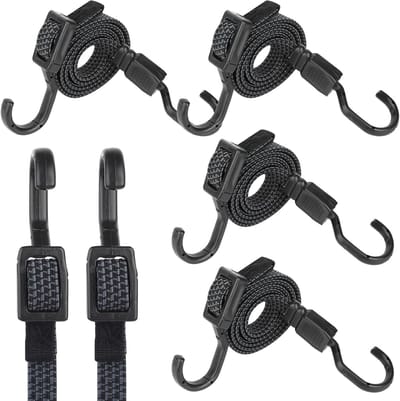 4 Verstelbare Spanrubbers 100 cm – Elastische Expander met Haken voor Zonnezeil, Bagagedrager en Fiets – Weerbestendig Rubber voor buiten