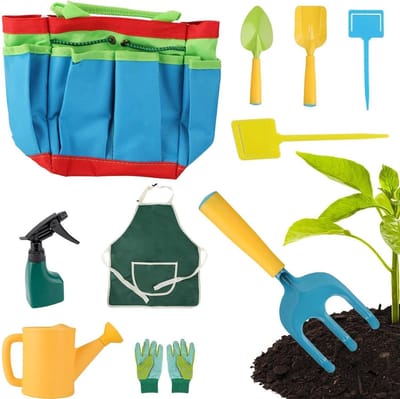 Kindertuingereedschap Set - Kinder Tuin Set - Buiten Spelen - Afgeronde Randen - 10 Delig - Multicolor