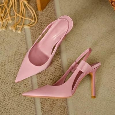 Automne Nouveaux Talons Hauts Femmes Escarpins Stilettos Décontractés Bout Pointu Slingbacks Chaussures Dame Rose Sandales à Talons Mode Escarpins de Fête 38 rose