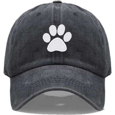 Baseballpet met geborduurde hondenschoen voor dames en heren, modieuze verstelbare gewassen katoenen dad hat, uniseks, klassieke golfpetten black