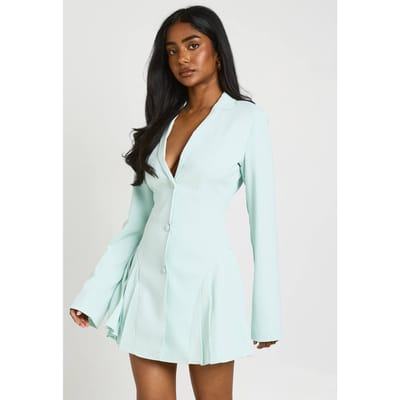 boohoo Dames Getailleerde Gestructureerde Blazerjurk Met Geplooid Rokdeel En Geaccentueerde Taille | Verstandig | Maat: 40