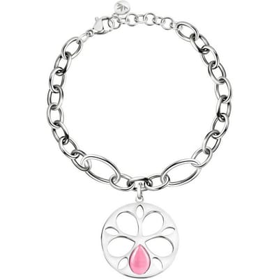 MORELLATO FIORE SATE09 STAINLESS STEEL ARMBAND MET ROZE STEENTJE EN BEDEL 1 STUK
