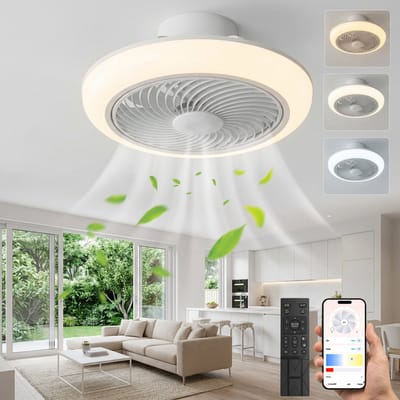 MUPOO smart Plafondventilator met verlichting met App Afstandsbediening- Ø 46cm - Dimbaar & 3 Kleurstanden- Stil & Winterstand- Ventilator lamp plafond Voor Woonkamer & Slaapkamer