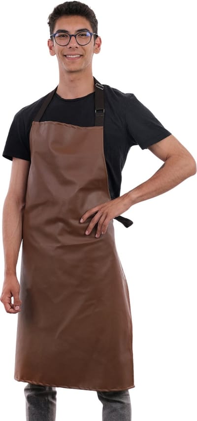 Vella Kunstleer Schort – Bruin – 65x90 cm – Verstelbare Nekband - Waterdich - BBQ - Keukenschort - Keukenschort Dames - Keukenschort Heren