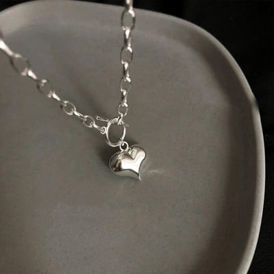 Collier avec pendentif en forme de cœur en argent sterling 925 et fermoir en Thaïlandais pour femme, bijou à offrir, S-N612 gray
