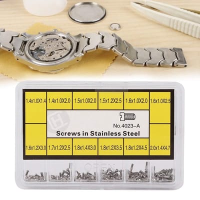 Dailygoods- Horloge Schroef Professionele Reparatieschroef - 12 Maten - Roestvrij Staal - Gereedschap - Opbergdoos - Duurzaam - Horlogeonderdeel