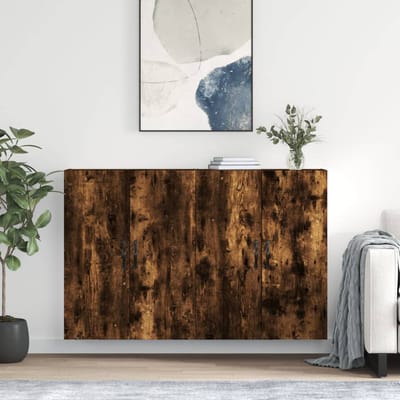 vidaXL - Hangkasten - 2 - st - bewerkt - hout - gerookt - eikenkleurig