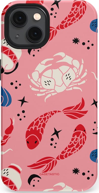 Casetastic hoesje geschikt voor Apple iPhone 13 - MagSafe - Dubbellaagse bescherming - Zodiac in kleur - Fashion Case - Lichtroze Koraal Perzik
