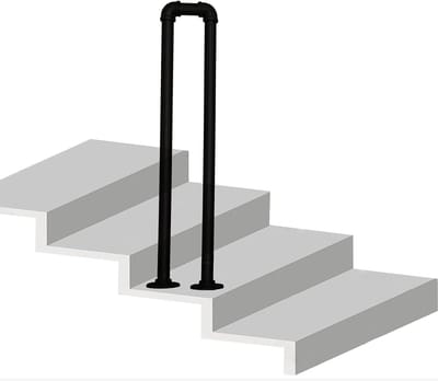 Traphek - Steunbeugel - Veiligheid Binnen - Roestvrij Materiaal - 80 cm - Zwart