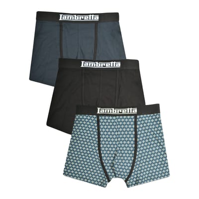 Lambretta Heren Target Boxershorts (Set van 3) (Marine/Zilver/Zwart)