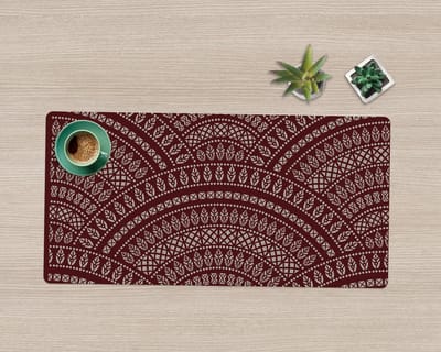 Coloray Bureau Onderlegger - Etnische mandala Bureau Mat - 90 cm x 45 cm - Claret Bureau Onderlegger - Bureaumat - Onderlegger Bureau - Bureau Onderlegger Groot - Bureau Onderlegger XXL